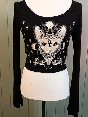 Bell Sleeve Egyptian Bastet Ankh Goth Top